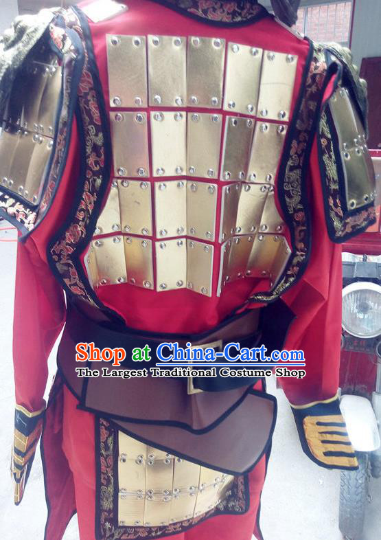 China Ancient Soldier Garment Costumes Traditional Opera Warrior Clothing Three Kingdoms Period General Armor Uniforms and Headdress