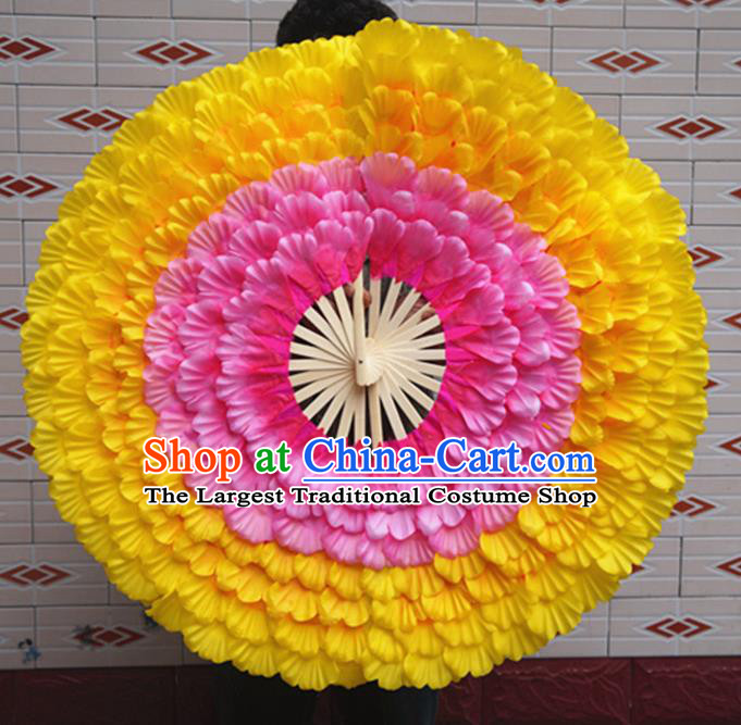 Chinese Women Group Peony Dance Prop Fan Spring Festival Gala Opening Dance Silk Fans Folk Dance Fan Yangko Dance Double Sides Fan