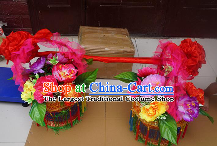Chinese New Year Performance Props Folk Dance Accessories Yangko Dance Flowers Basket