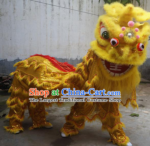 Chinese Folk Dance Yellow Fur Accessories Lion Dance Smile Head New Year Performance Props Lion Dancing Competition Set