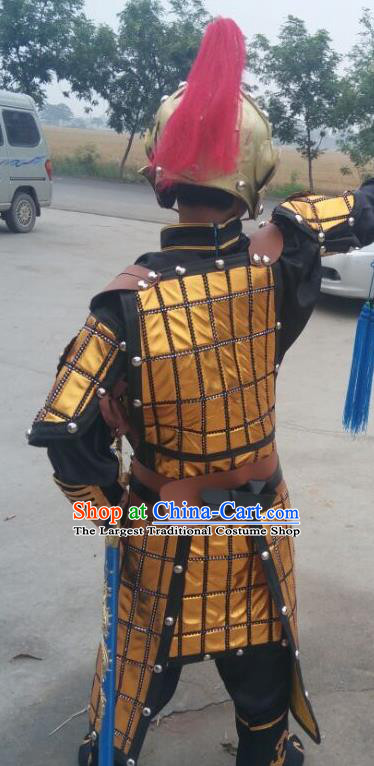 China Three Kingdoms Period Boy General Armor Uniforms Ancient Soldier Garment Costumes Traditional Opera Warrior Clothing and Hat