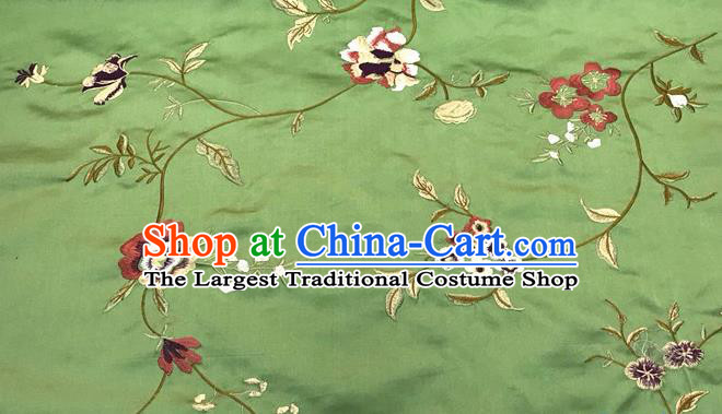 China Traditional Cheongsam Silk Fabric Embroidered Light Green Damask Cloth Classical Qipao Dress Brocade Material Tang Suit Drapery