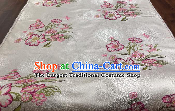 China Tang Suit Silk Fabric Traditional Cheongsam Embroidered Drapery Classical Palace White Brocade Material Qipao Dress Damask Cloth