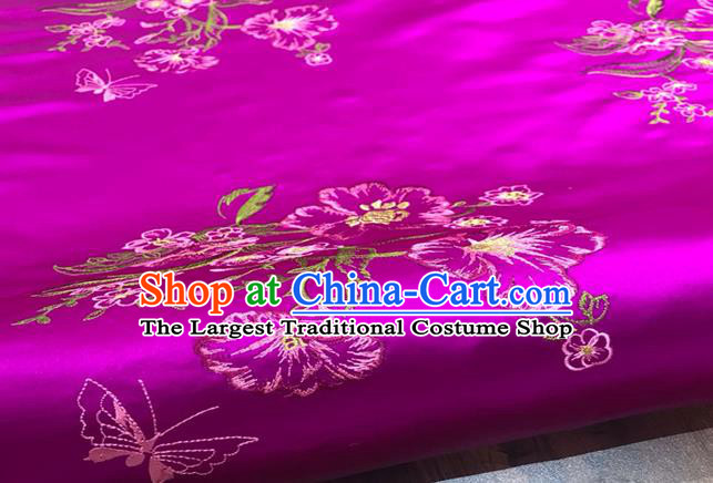 China Traditional Cheongsam Embroidered Drapery Classical Palace Rosy Brocade Material Qipao Dress Damask Cloth Tang Suit Silk Fabric