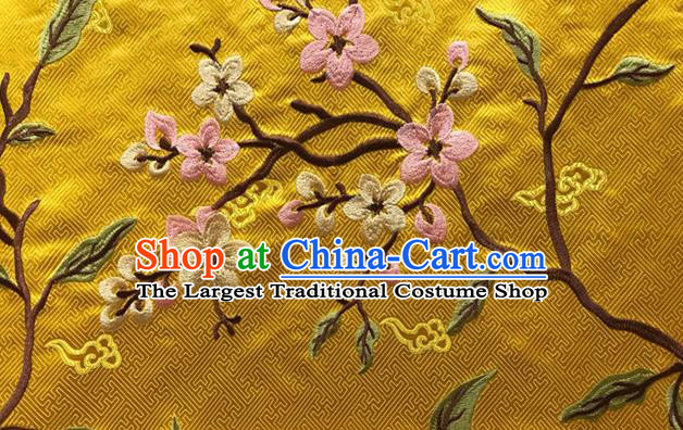 China Qipao Dress Cloth Tang Suit Damask Fabric Traditional Cheongsam Silk Drapery Classical Embroidered Yellow Brocade Material