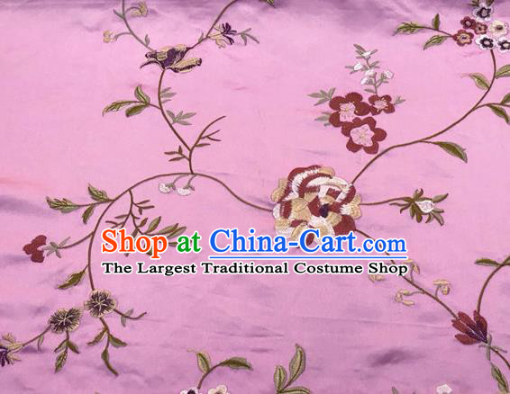 China Wedding Dress Drapery Traditional Cheongsam Silk Fabric Embroidered Peony Damask Cloth Classical Pink Brocade Material