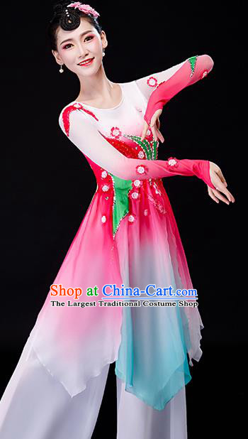 China Stage Performance Fashion Uniforms Classical Dance Pink Dress Palace Fan Dance Garment Costumes Umbrella Dance Clothing