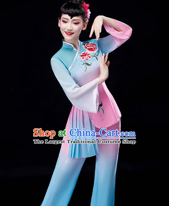 Chinese Fan Dance Apparels Folk Dance Uniforms Traditional Women Square Dance Garment Costumes Yangko Performance Clothing