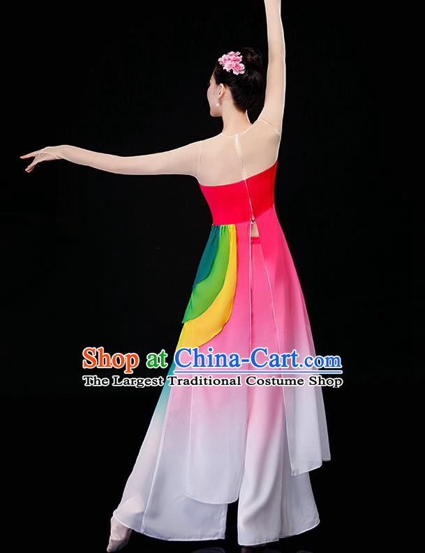China Jasmine Flower Dance Garment Costumes Jiangnan Umbrella Dance Clothing Stage Performance Fashion Uniforms Classical Dance Pink Dress