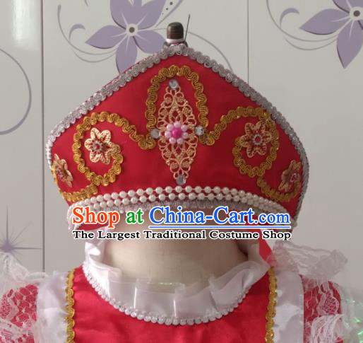 Custom Russian Traditional Dance Red Hat Headdress Russia Dance Hair Crown Modern Dance Hair Accessories