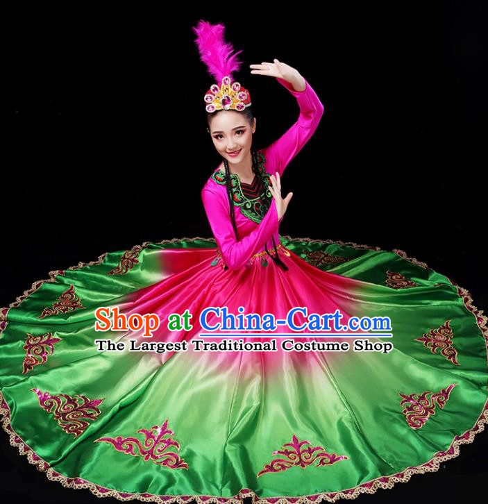 Chinese Spring Festival Gala Opening Dance Garment Costumes Xinjiang Ethnic Dance Dress Outfits Uyghur Nationality Performance Clothing