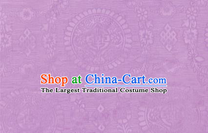 Chinese Ethnic Folk Dance Lilac Brocade Dress Zang Minority Girl Garment Costume Tibetan Nationality Children Informal Clothing