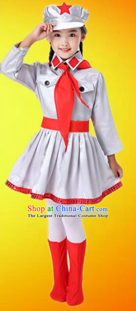 Custom Children Chorus Costumes Modern Dance Argent Skirt Outfits Girls Stage Performance Fashion Clothing