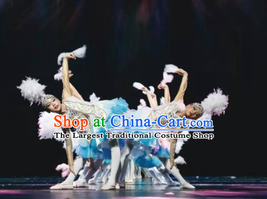 Custom Modern Dance Veil Dress Outfits Girls Stage Performance Fashion Clothing Children Group Dance Costumes
