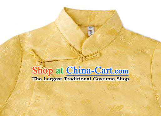 Chinese Zang Nationality Kid Clothing Traditional Children Brocade Vest Shirt and Skirt Tibetan Ethnic Boys Garment Costumes
