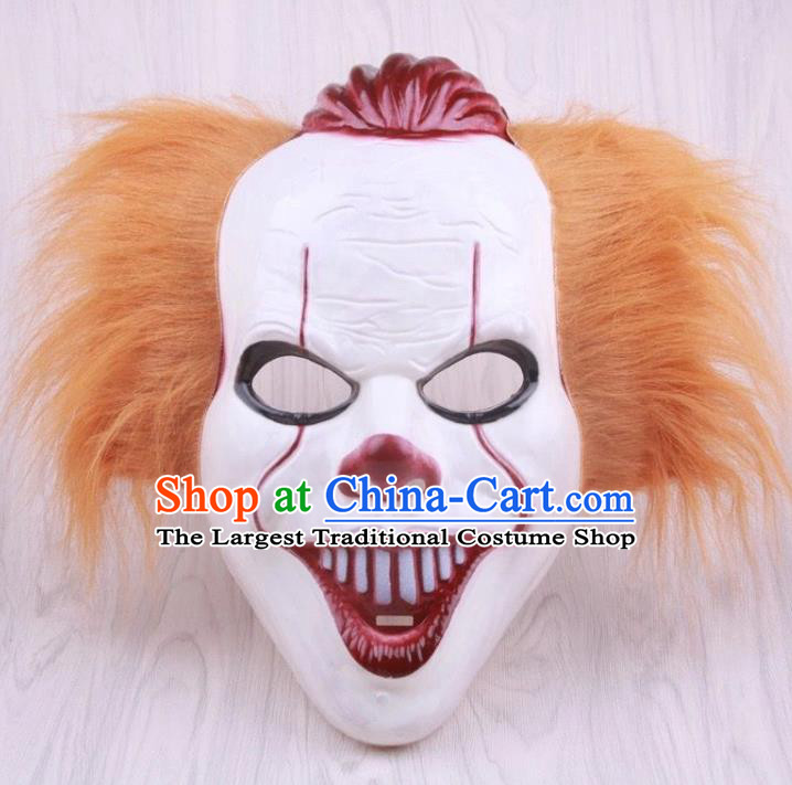 Professional Handmade Yellow Fur Joker Mask Headgear Stage Performance Accessories Halloween Cosplay Clown Face Mask