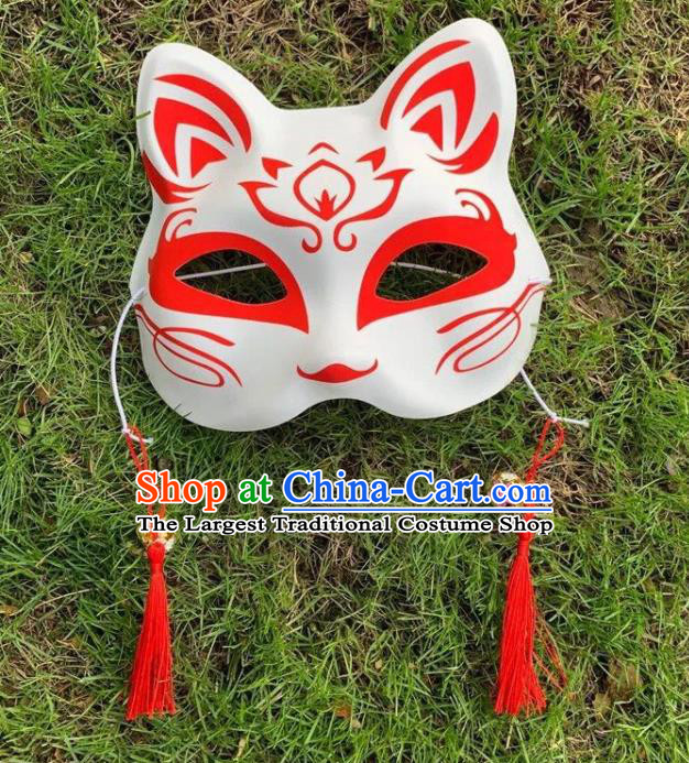 Professional Halloween Cosplay Face Mask Handmade Printing Red Cat Mask Headgear Stage Performance Accessories