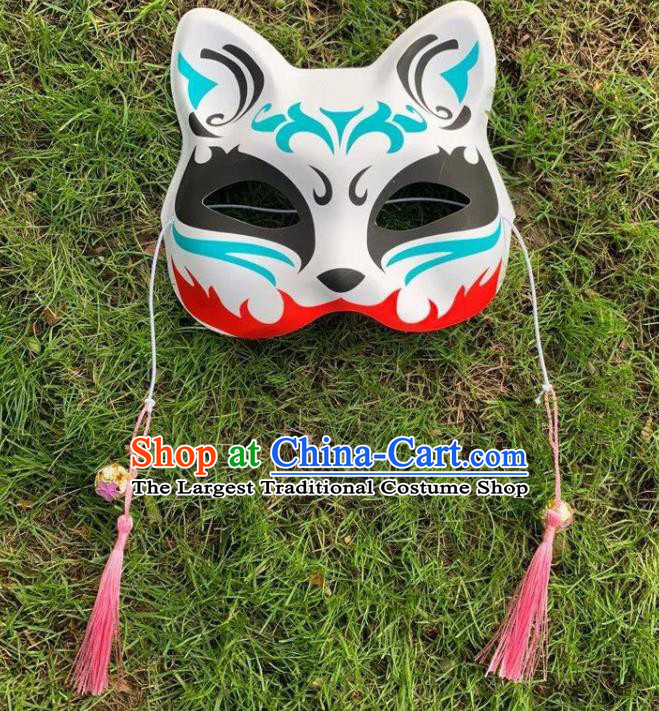 Handmade Printing Blue Cat Mask Headgear Professional Stage Performance Accessories Halloween Cosplay Face Mask