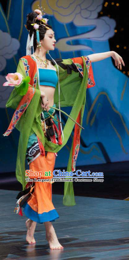 China Traditional Dunhuang Flying Apsaras Replica Garment Costumes Ancient Flowers Fairy Hanfu Clothing Classical Dance Apparels