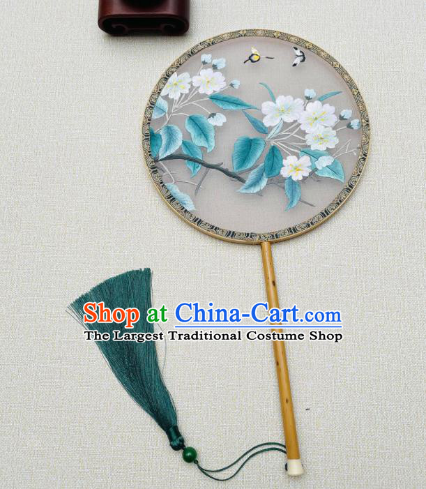China Suzhou Embroidery Begonia Fan Double Sides Silk Fan Traditional Hanfu Palace Fan Handmade Embroidered Circular Fan