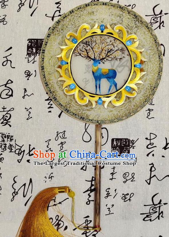 China Traditional Court Fan Handmade Double Side Silk Fan Classical Dance Palace Fan Hand Suzhou Embroidery Fan