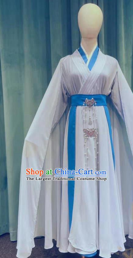 Chinese Jin Dynasty Empress Blue Dress Outfits Traditional Drama Novoland Pearl Eclipse Ye Haishi Garment Costumes Ancient Swordswoman Clothing