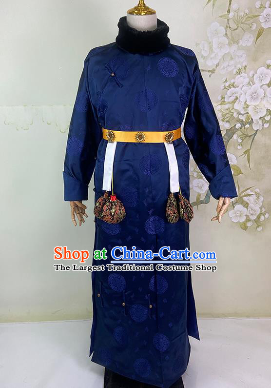 China Ancient Prince Yellow Mandarin Jacket Drama Royal Highness Clothing Qing Dynasty Manchu Male Garment Costumes