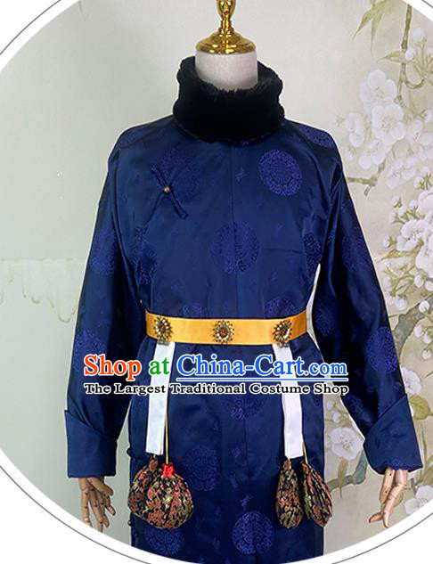 China Ancient Prince Yellow Mandarin Jacket Drama Royal Highness Clothing Qing Dynasty Manchu Male Garment Costumes