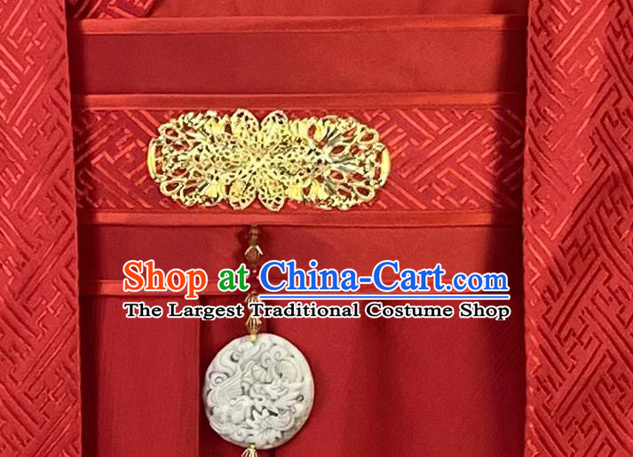 China Ancient Bride Red Robe Apparels Drama The Legend of White Snake Xu Xian Hanfu Clothing Song Dynasty Scholar Wedding Garment Costumes