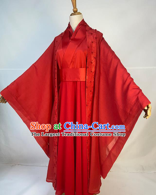 Chinese Song Dynasty Bride Red Dress Outfits Traditional Drama The Legend of White Snake Wedding Garment Costumes Ancient Goddess Bai Suzhen Clothing