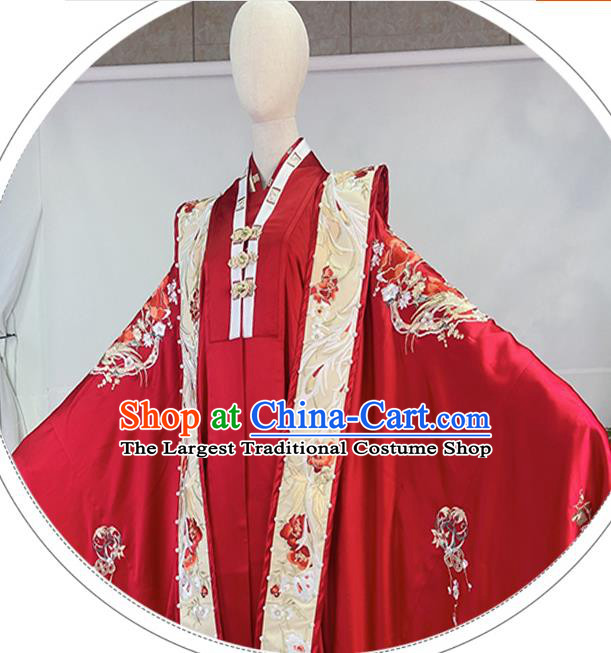 Chinese Ming Dynasty Empress Red Dress Outfits Traditional Drama Wedding Garment Costumes Ancient Palace Bride Clothing