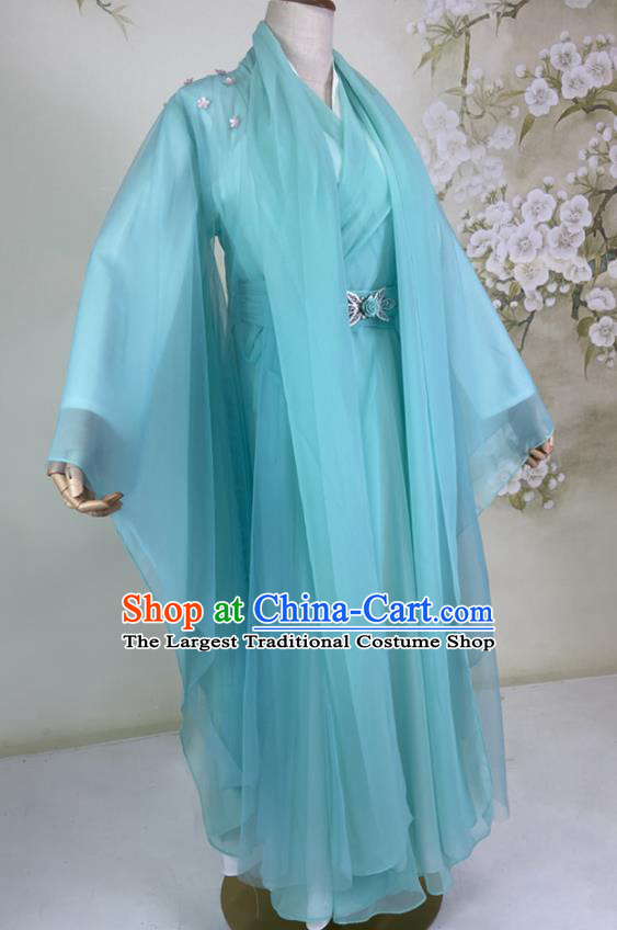 Chinese Jin Dynasty Young Beauty Blue Dress Outfits Traditional Drama Love Better Than Immortality Chun Hua Garment Costumes Ancient Swordswoman Clothing