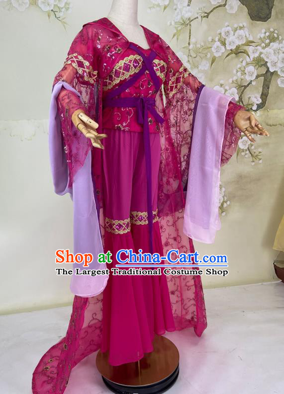 Chinese Tang Dynasty Court Woman Rosy Dress Outfits Traditional Drama Tong Liya Dance Garment Costumes Ancient Imperial Consort Clothing