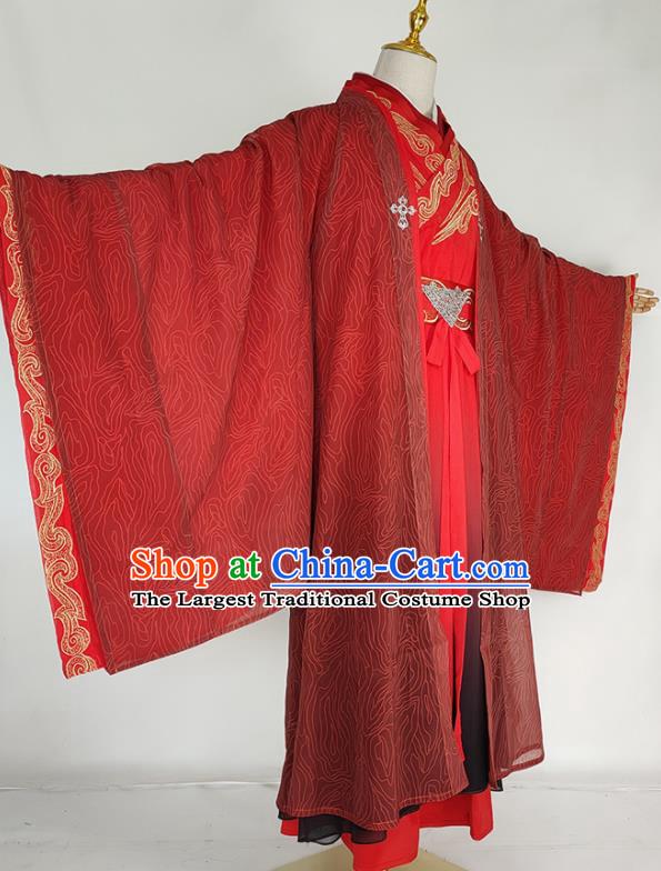 China Ancient Royal Prince Wedding Robe Apparels Drama Love and Redemption Yu Sifeng Clothing Tang Dynasty Swordsman Garment Costumes