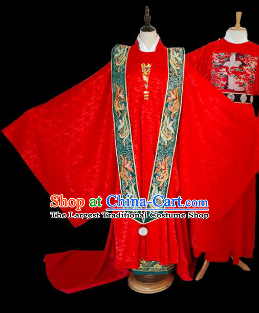 Chinese Ming Dynasty Empress Red Dress Outfits Traditional Drama Wedding Bride Garment Costumes Ancient Royal Queen Clothing
