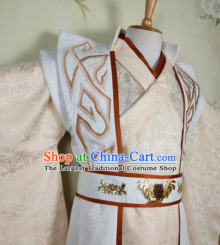 China Ancient Royal Prince Robe Apparels Drama Princess Silver Wu You Clothing Tang Dynasty King Garment Costumes