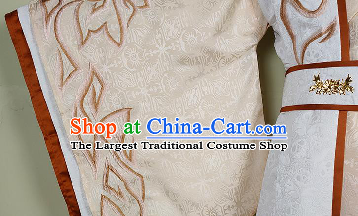 China Ancient Royal Prince Robe Apparels Drama Princess Silver Wu You Clothing Tang Dynasty King Garment Costumes