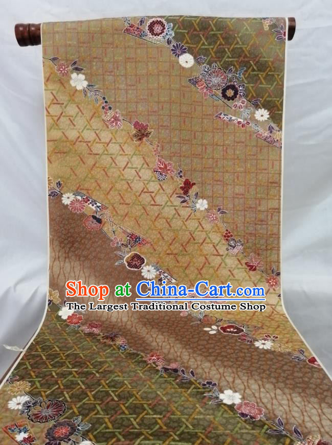 Japanese Traditional Yukata Belt Silk Fabric Classical Daisy Pattern Waistband Material Kimono Dress Corset Accessories