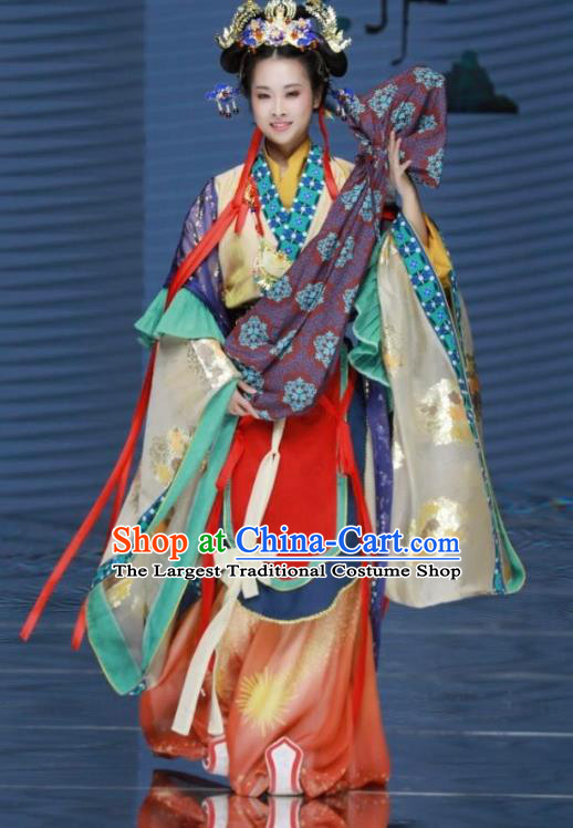China Tang Dynasty Princess Garment Costumes Traditional Dunhuang Mural Hanfu Dress Ancient Goddess Historical Clothing Complete Set