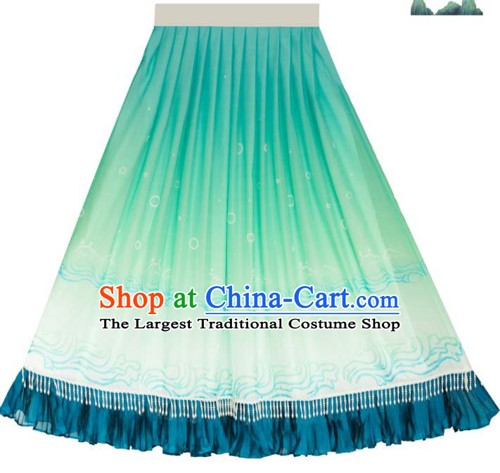 China Southern and Northern Dynasties Palace Lady Garment Costumes Traditional Green Hanfu Dress Attires Ancient Goddess Princess Historical Clothing