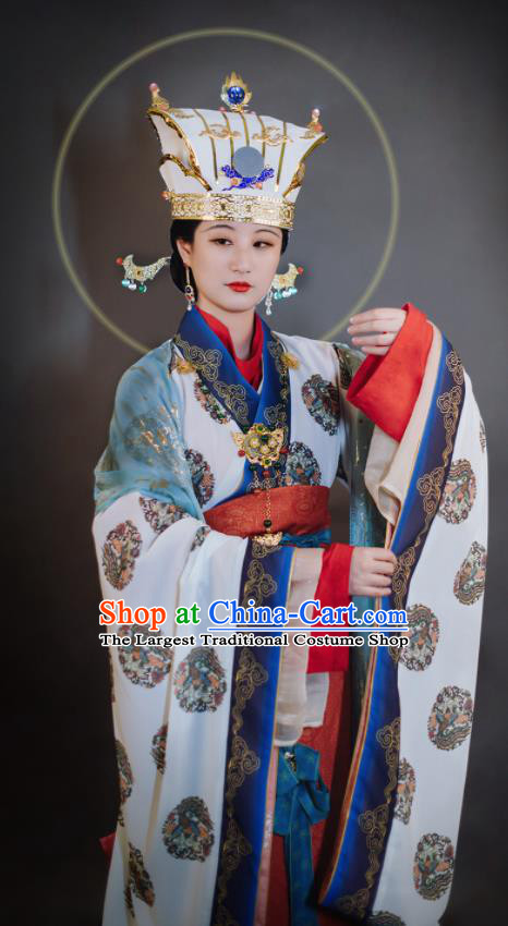 China Ancient Goddess Queen Replica Clothing Song Dynasty Empress Historical Garment Costumes Traditional Hanfu Dress Attires Full Set