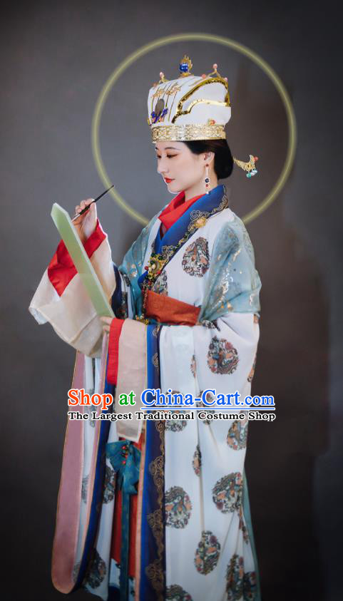 China Ancient Goddess Queen Replica Clothing Song Dynasty Empress Historical Garment Costumes Traditional Hanfu Dress Attires Full Set