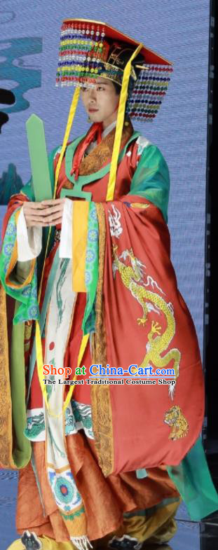 China Ancient Immortality Emperor Historical Clothing Qin Dynasty King Garment Costumes Traditional Dunhuang Mural Hanfu Attires Complete Set