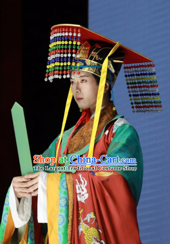 China Ancient Immortality Emperor Historical Clothing Qin Dynasty King Garment Costumes Traditional Dunhuang Mural Hanfu Attires Complete Set