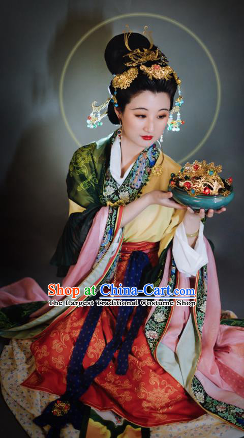 China Song Dynasty Noble Woman Historical Clothing Ancient Royal Countess Garment Costumes Traditional Hanfu Dress Attires