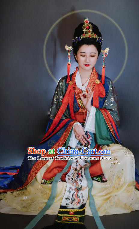 China Traditional Hanfu Dress Attires Tang Dynasty Empress Historical Clothing Ancient Royal Queen Garment Costumes Complete Set