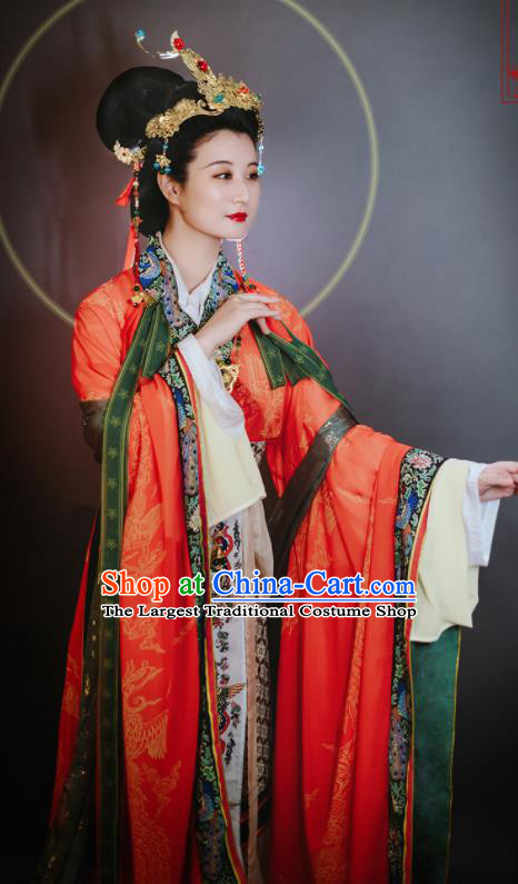 China Ancient Goddess Garment Costumes Traditional Historical Clothing Song Dynasty Empress Hanfu Dress Attires Complete Set