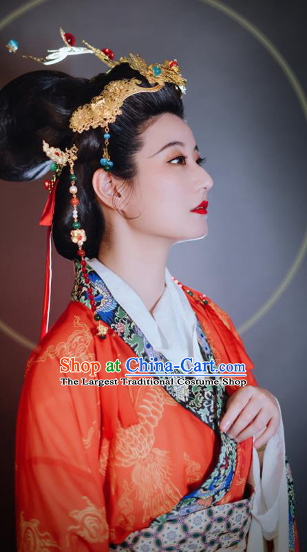 China Ancient Goddess Garment Costumes Traditional Historical Clothing Song Dynasty Empress Hanfu Dress Attires Complete Set