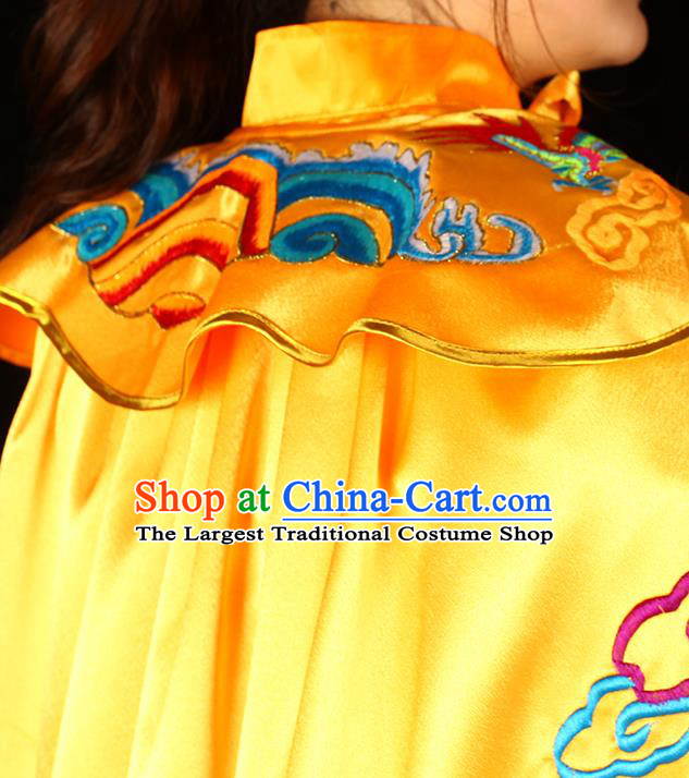 China Sichuan Opera Dragon King Cape Beijing Opera God of Wealth Clothing Traditional Opera Embroidered Yellow Mantle