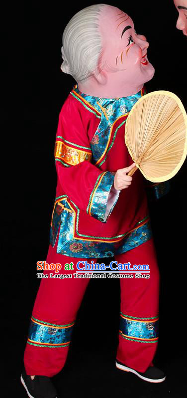 Chinese Chaoshan New Year Parade Garment Costume Peking Opera Elderly Female Red Uniforms Traditional Folk Dance Clothing